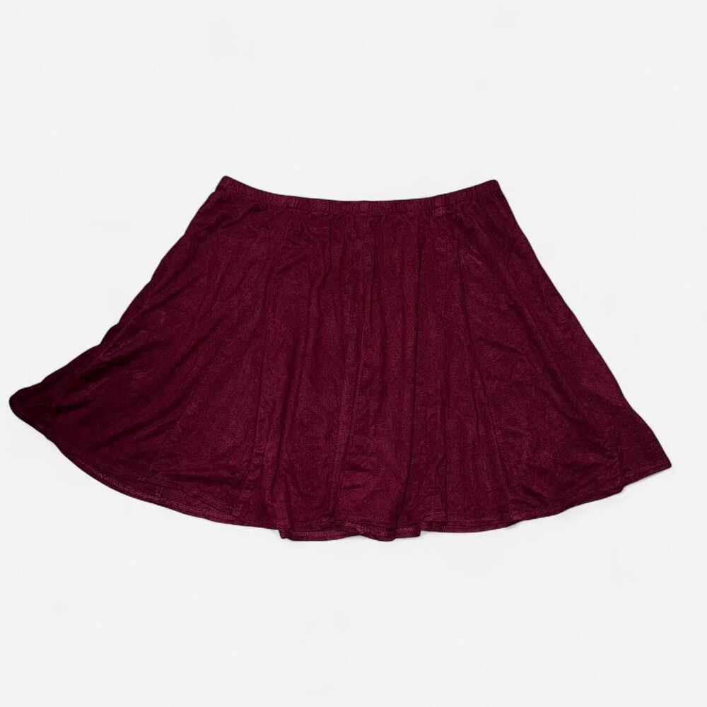 Brandy Melville Burgundy Suede-like Mini Skirt (One Size)
